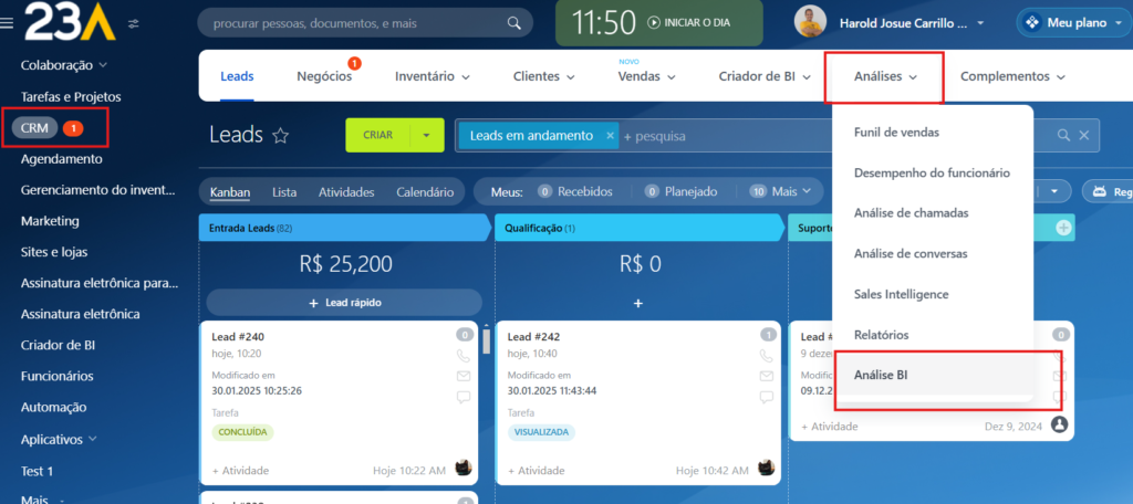 Tela inicial CRM Bitrix24 | 23A Digital