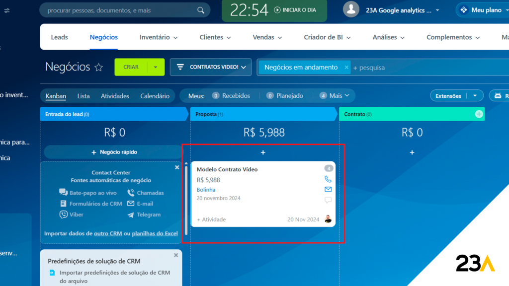Capa do artigo Como usar Kanban no CRM para otimizar processos | 23A Digital